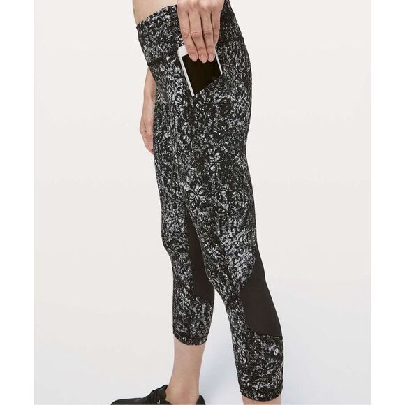 Lululemon Pace Rival Crop *22" Achromatize Ice Grey Black Size 4 - Picture 5 of 13